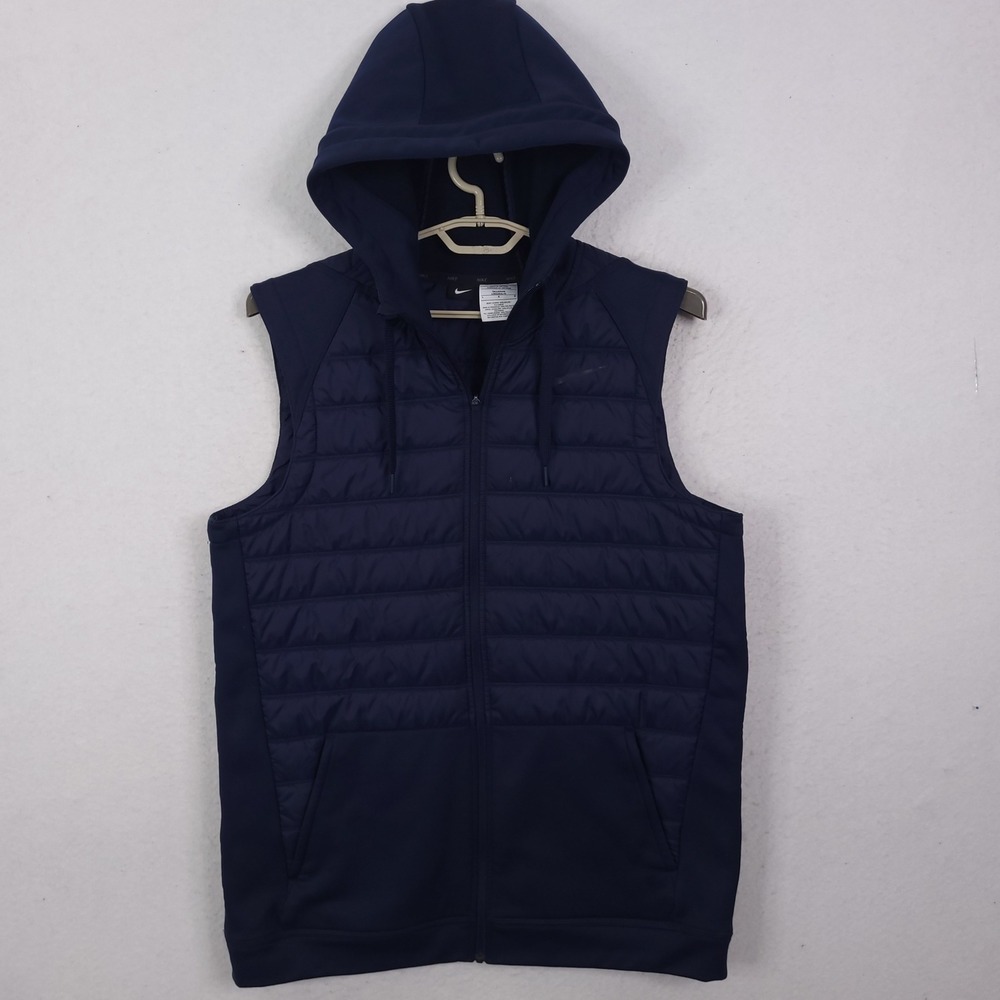 Nike Hooded Puffer Vest Mens Large Tall Navy Blue Therma-FIT BV4534-451